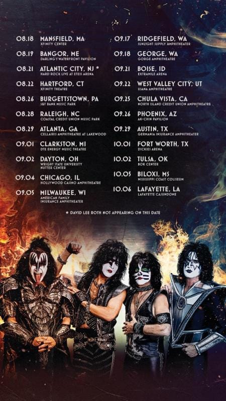 kiss tour dates, KISS Announce 2021 Tour Dates With DAVID LEE ROTH