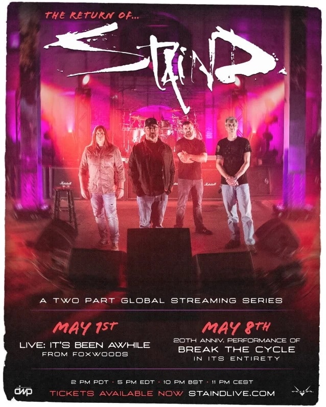 staind band streaming event, STAIND To Release Live Album In May; Announce ‘The Return Of Staind’ Streaming Series
