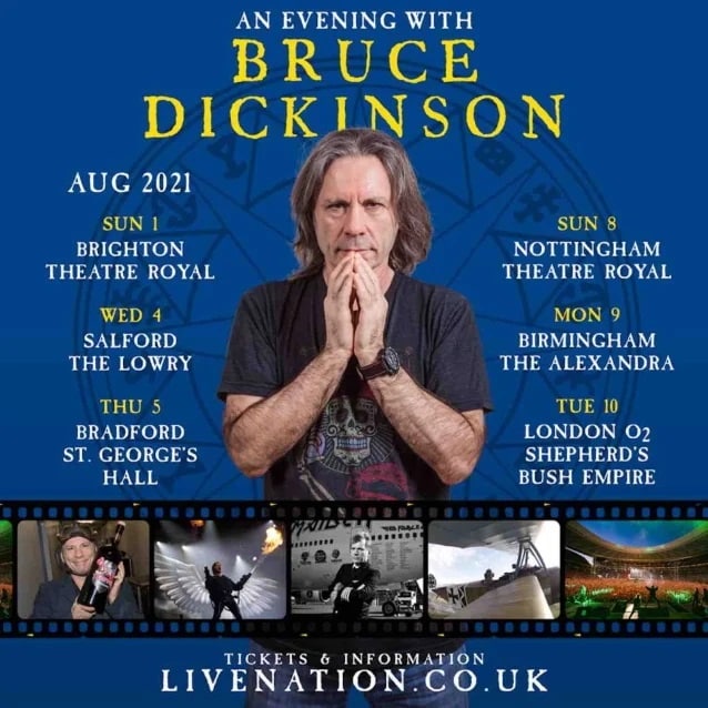 bruce dickinson spoken word tour dates, IRON MAIDEN’s BRUCE DICKINSON Hitting The Road for U.K. Spoken-Word Tour