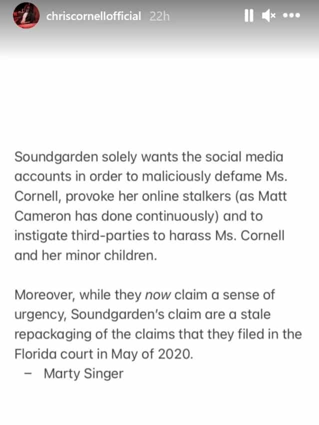 soundgarden vicky cornell lawsuit, CHRIS CORNELL’s Widow Responds To SOUNDGARDEN’s Demand For Social Media Access