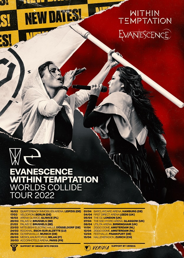 evanescence within temptation, EVANESCENCE And WITHIN TEMPTATION Reschedule Their European Tour To 2022