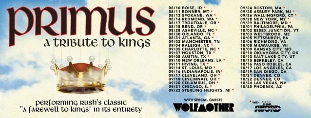 primus tour dates 2021, PRIMUS Announce Rescheduled Dates For Their ‘A Tribute To Kings’ RUSH Tribute Tour