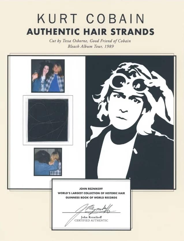 nirvana kurt cobain collectables auction, Six Strands Of KURT COBAIN’s Hair Sell For $14,000 At Auction
