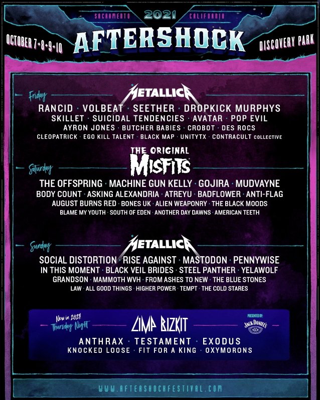 2021 aftershock festival lineup, AFTERSHOCK Festival Replaces MY CHEMICAL ROMANCE With MISFITS