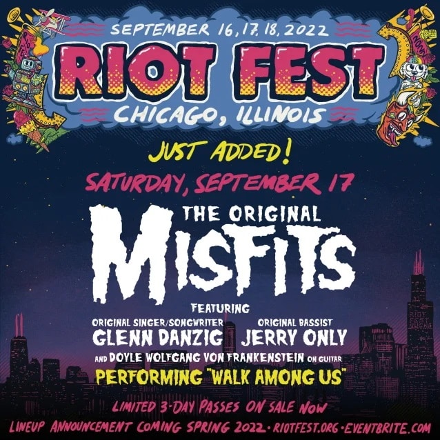 misfits riot fest 2022, MISFITS To Headline 2022 RIOT FEST; Will Perform ‘Walk Among Us’ Album In It’s Entirety