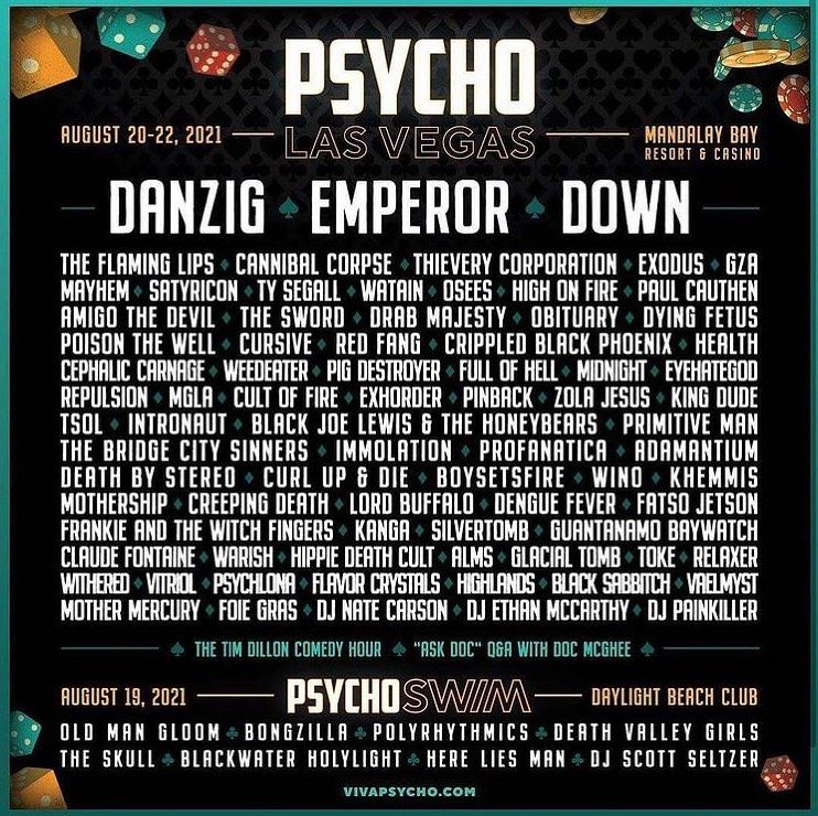 psycho las vegas festival lineup 2021, DANZIG, EMPEROR &amp; DOWN Set To Headline Psycho Las Vegas 2021
