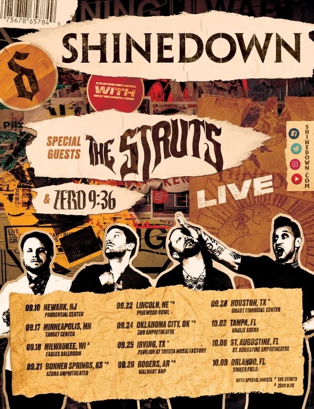 shinedown 2021 tour dates, SHINEDOWN Hitting The Road For Summer/Fall 2021 U.S. Tour