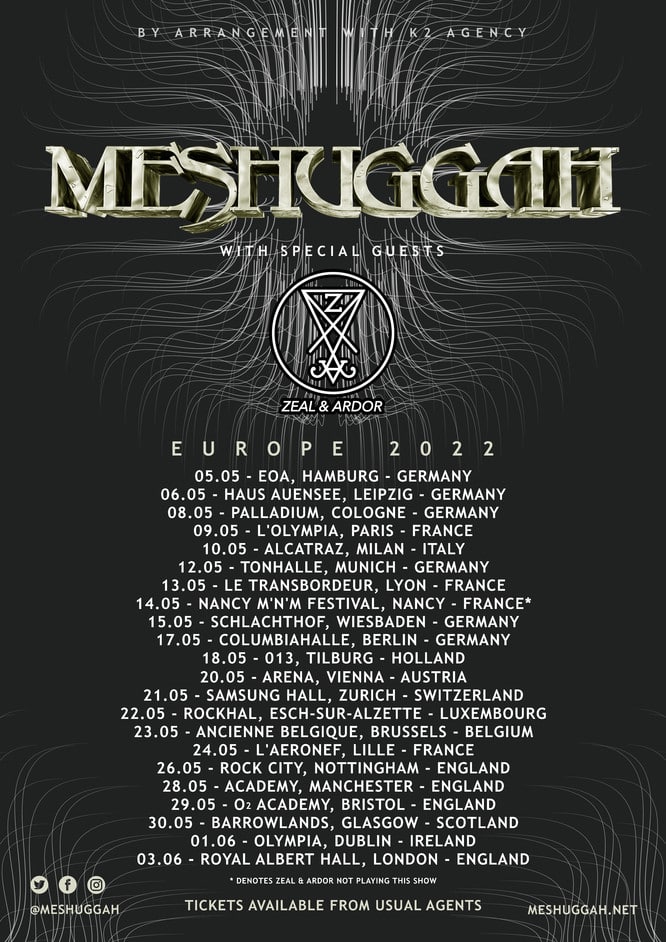meshuggah tour dates, MESHUGGAH Postpone European Headline Tour To May 2022