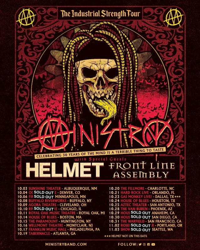 ministry tour dates 2021, AL JOURGENSEN Announces MINISTRY’s Lineup For ‘The Industrial Strength Tour’