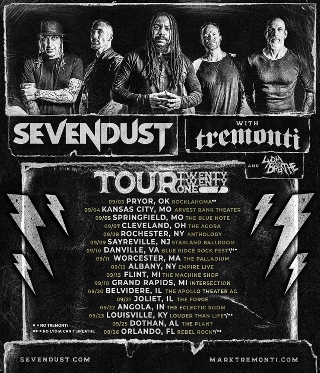 sevendust tour dates 2021, SEVENDUST And TREMONTI Hitting The Road For September 2021 U.S. Tour
