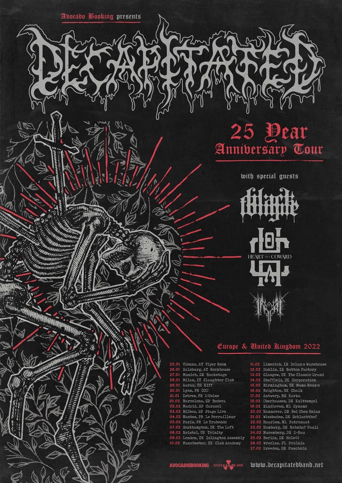 decapitated 2021 european tour dates, DECAPITATED Announce 25th Anniversary European Tour Dates