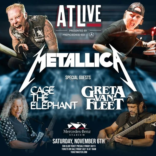 metallica concert atlive atlanta, METALLICA Announced As Headliners For Second Night Of ATLive Concert Series In Atlanta