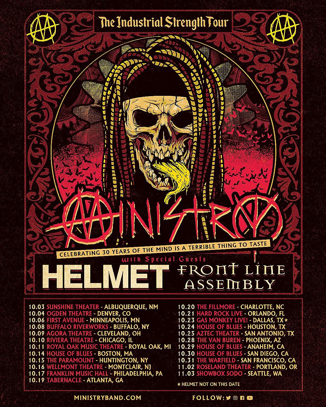 ministry tour dates, MINISTRY&#8217;s U.S. Tour Bumped To March/April 2022 Due To COVID-19 Concerns