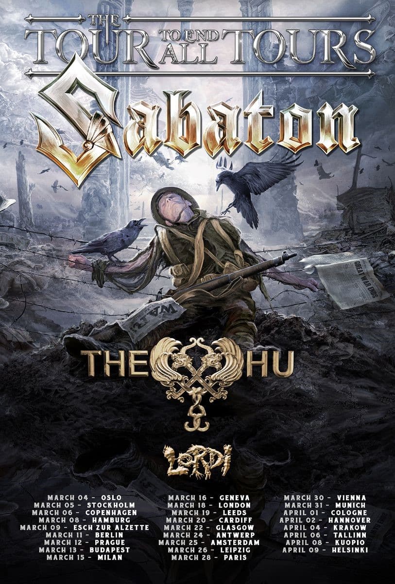 sabaton tour dates 2021, SABATON Announce U.K./Euro &#8220;The Tour To End All Tours&#8221; with THE HU and LORDI
