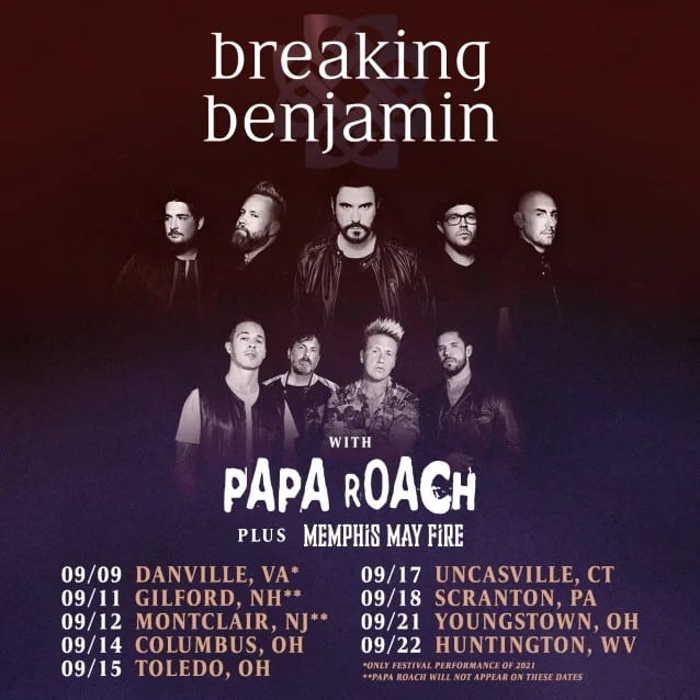 breaking benjamin tour dates papa roach, BREAKING BENJAMIN Announce September Tour With PAPA ROACH