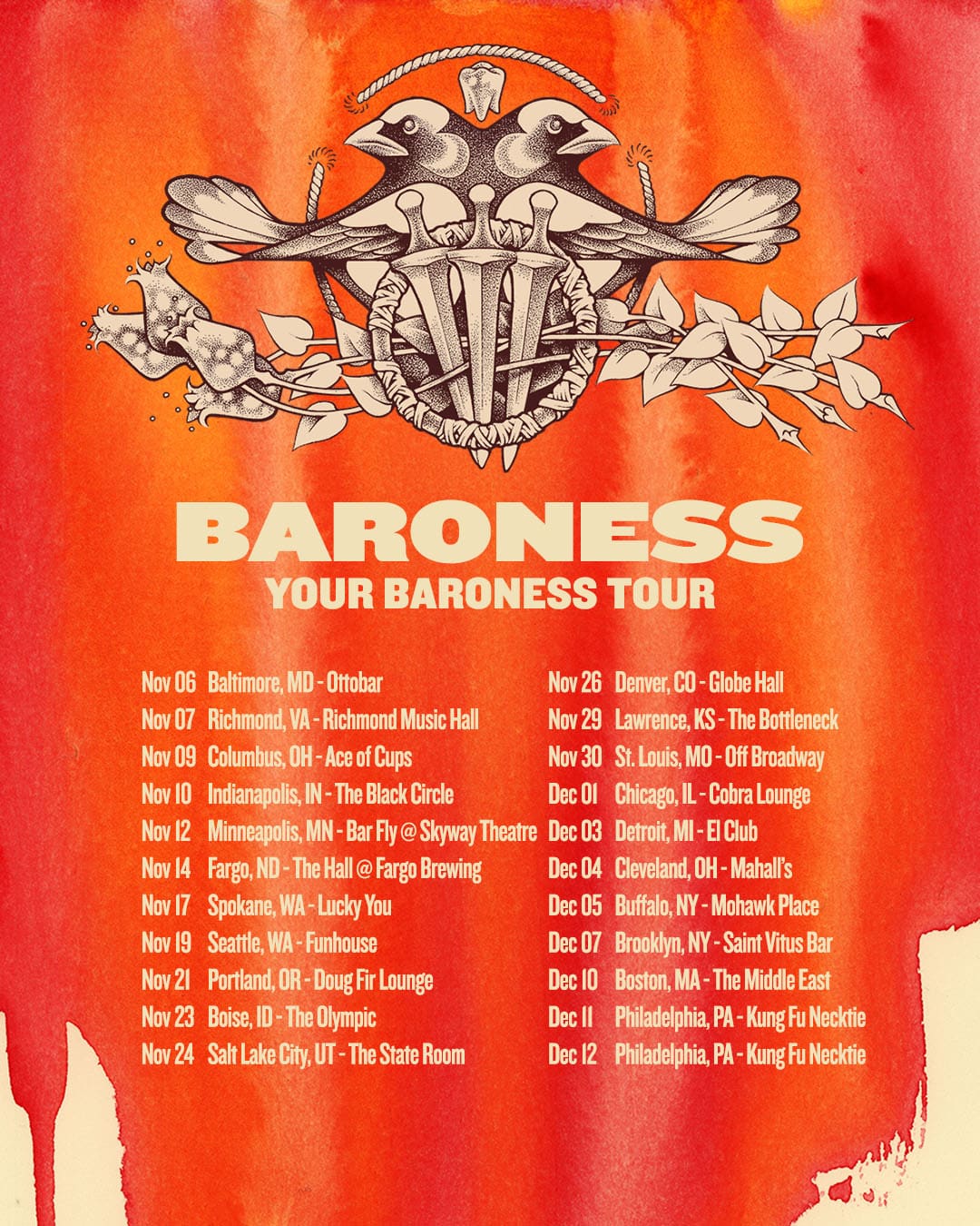 baroness tour dates, BARONESS Announce Fall Tour Dates; Want Fans to Vote for Setlist