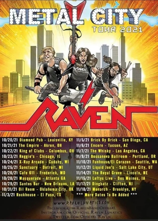raven tour dates, RAVEN Announce &#8216;Metal City&#8217; U.S. Tour