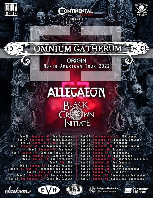 omnium gatherum tour dates, OMNIUM GATHERUM, ALLEGAEON &amp; BLACK CROWN INITIATE Announce North American Tour
