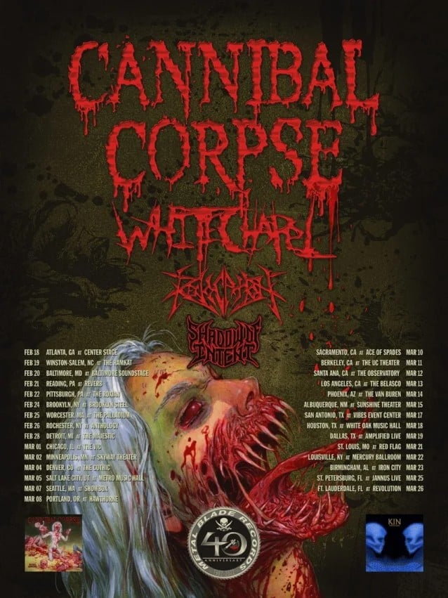 cannibal corpse tour dates, CANNIBAL CORPSE Announce 2022 U.S. Tour With WHITECHAPEL And REVOCATION