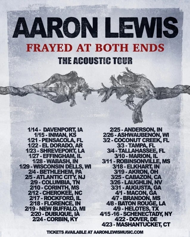 aaron lewis solo tour dates, STAIND&#8217;s AARON LEWIS Announces Acoustic Solo Tour Dates