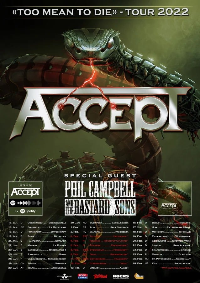 accept tour dates, ACCEPT Forced To Postpone European Tour Until January/February 2023