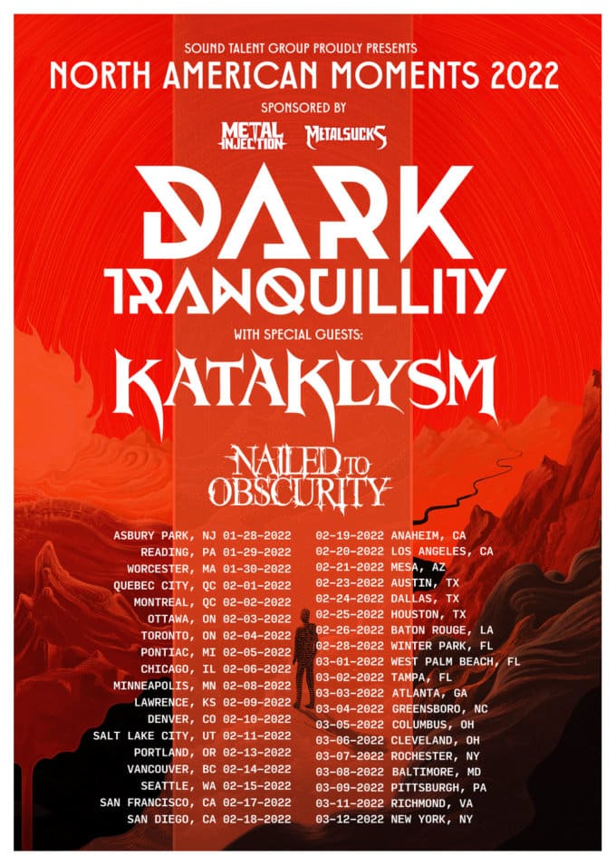 dark tranquility kataklysm tour dates, DARK TRANQUILITY Announce 2022 Tour With KATAKLYSM And NAILED TO OBSCURITY