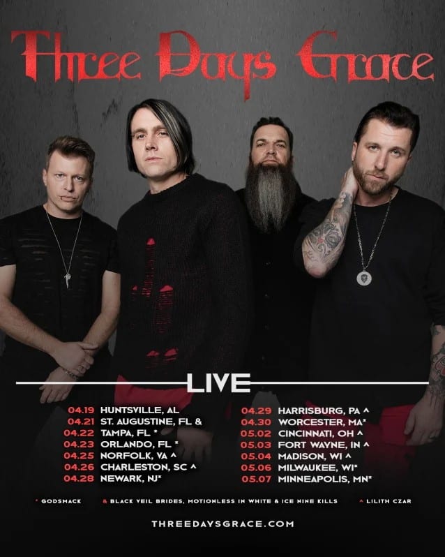 three days grace tour dates, THREE DAYS GRACE Announce Spring 2022 U.S. Tour Dates