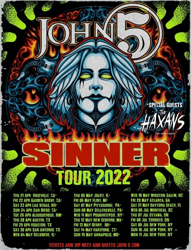 john 5 tour dates, JOHN 5 Announces Spring/Summer 2022 North American Tour Dates