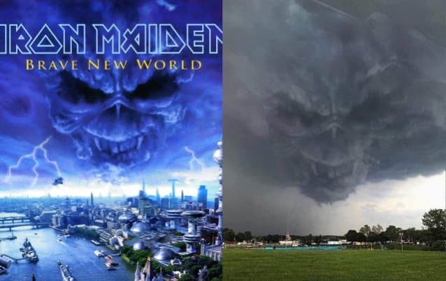 Viral Storm Pic Includes Doctored Image Of IRON MAIDEN’s ‘Brave New World’ Album Cover