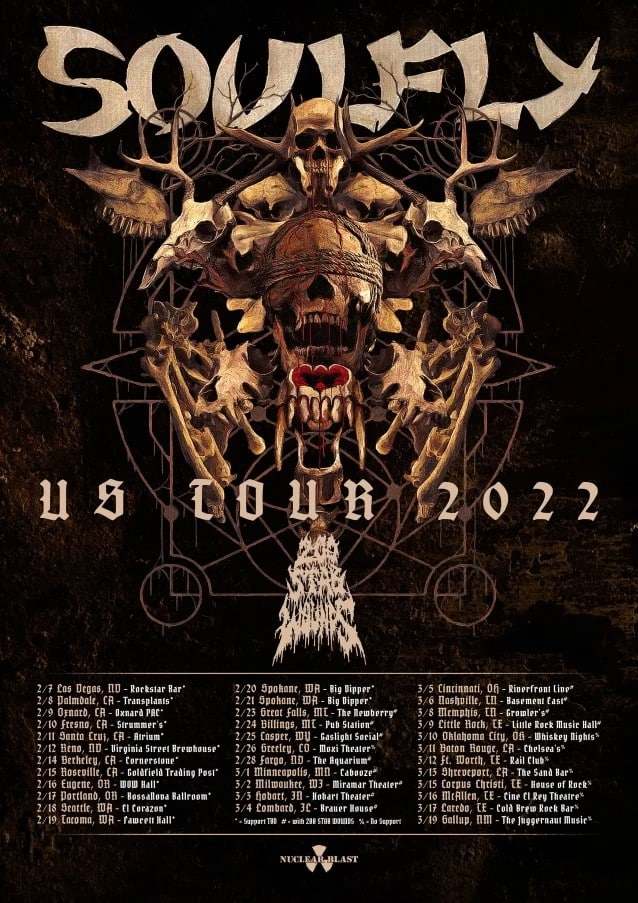 soulfly tour dates 2022, SOULFLY Announce Early 2022 U.S. Tour Dates