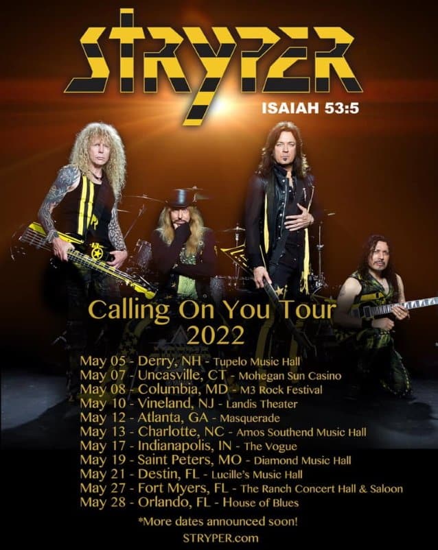 stryper tour dates, STRYPER Announce May 2022 U.S. Tour Dates