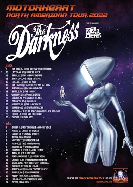 the darkness tour dates, THE DARKNESS Announce 2022 North American Tour Dates
