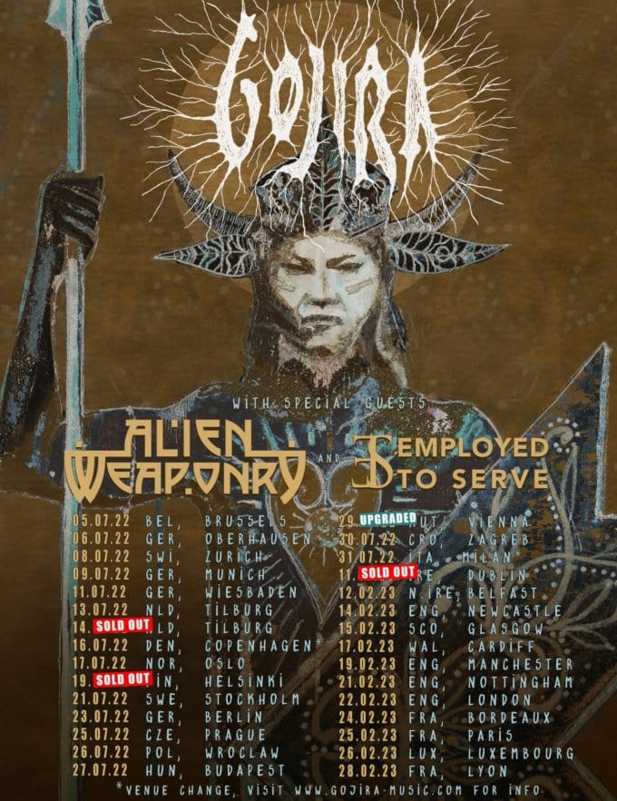 gojira tour dates, GOJIRA Reschedule European Tour Dates, UK/French Dates Postponed To 2023