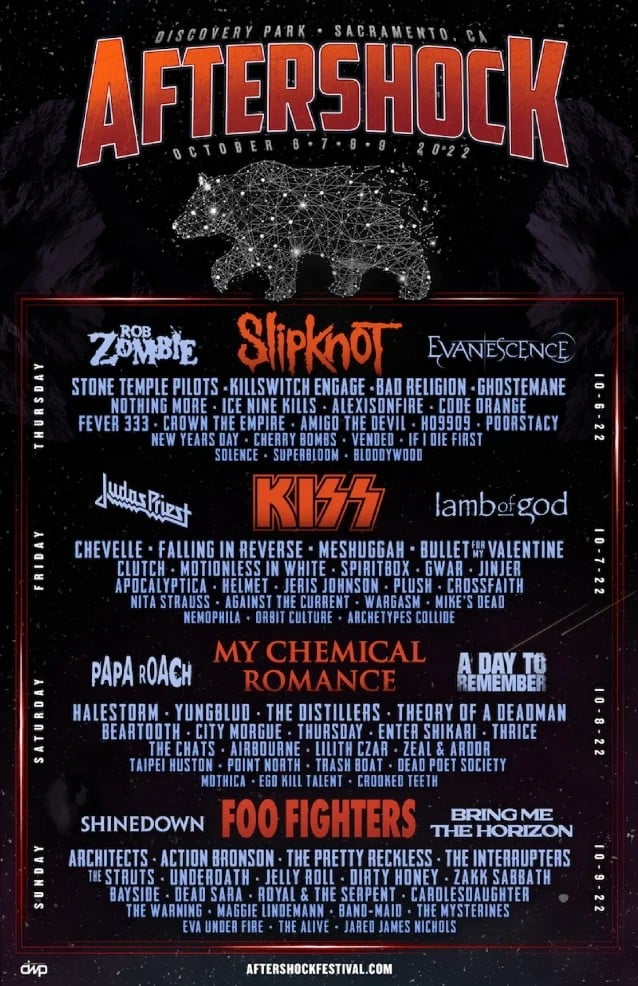 2022 aftershock festival, FOO FIGHTERS, SLIPKNOT, KISS, ROB ZOMBIE, JUDAS PRIEST And More Announced For AFTERSHOCK 2022