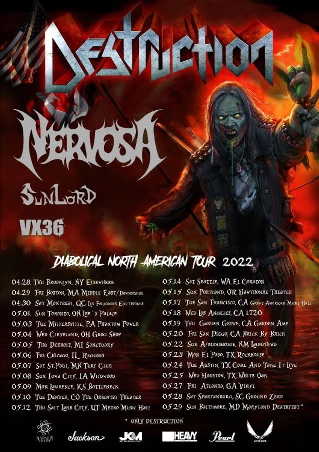 destruction tour dates, DESTRUCTION Announce Spring 2022 North American Tour Dates
