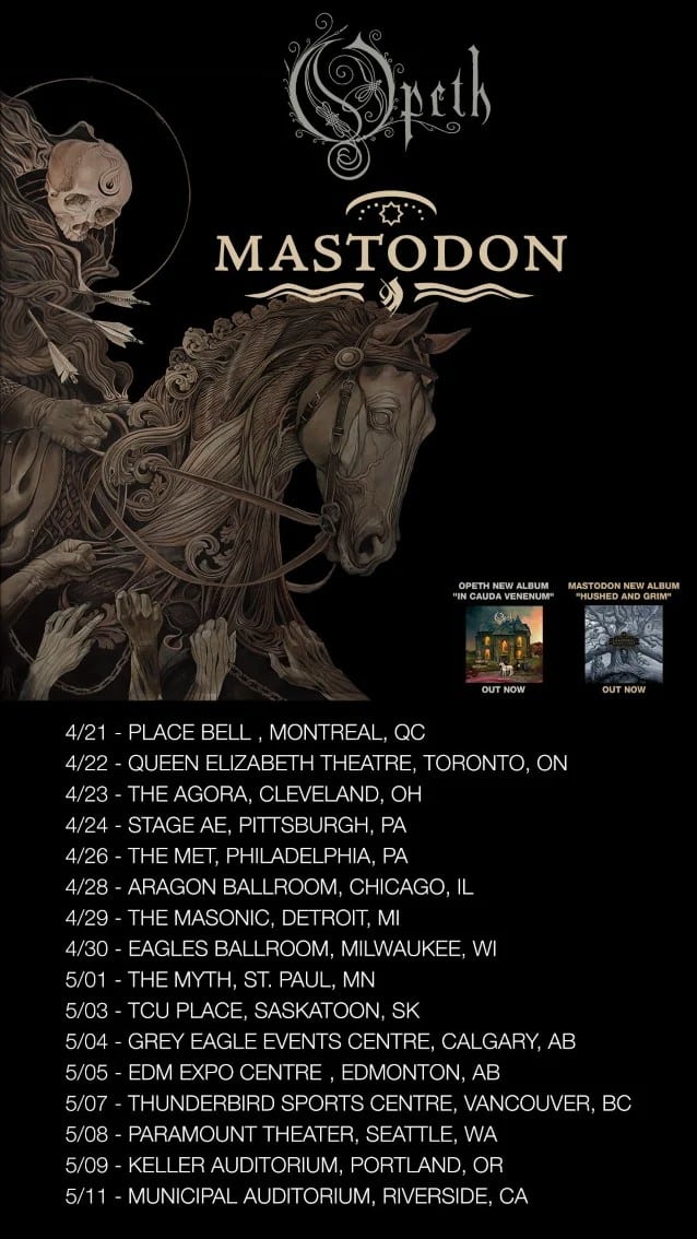 mastodon opeth tour dates, MASTODON And OPETH Announce Next North American Co-Headlining Tour Dates