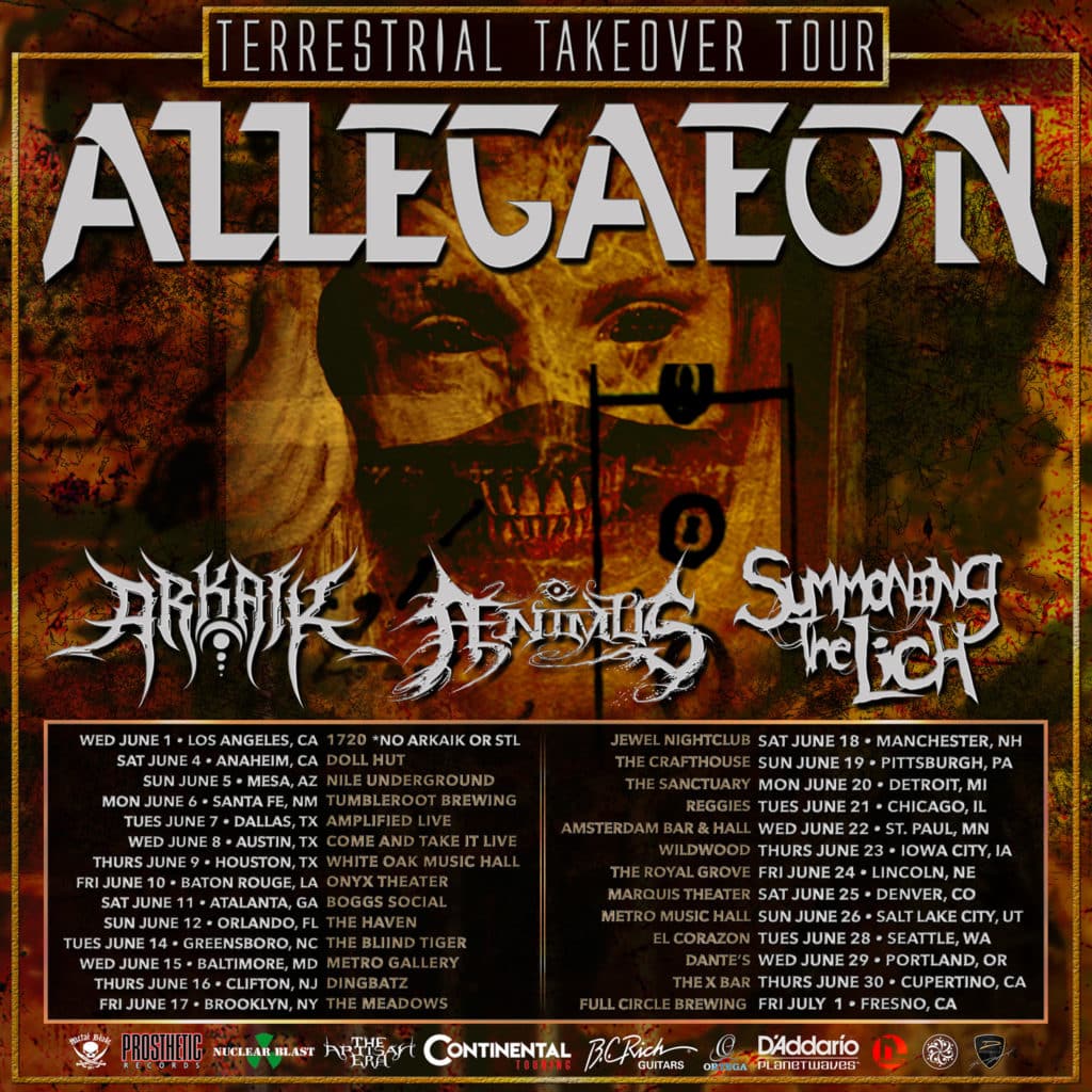 allegaeon tour dates, ALLEGAEON, ARKAIK And AENIMUS Announce Spring Tour Dates