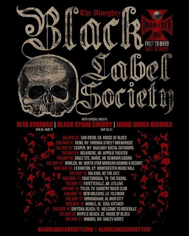 black label society nita strauss tour, BLACK LABEL SOCIETY Announce Spring 2022 U.S. Tour With NITA STRAUSS