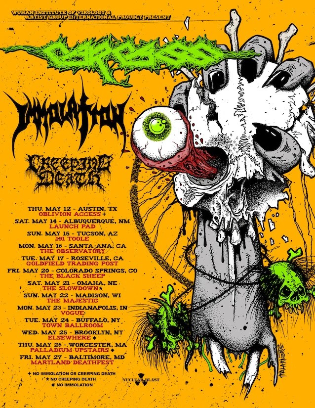 carcass tour dates, CARCASS, IMMOLATION And CREEPING DEATH Announce Spring Tour Dates