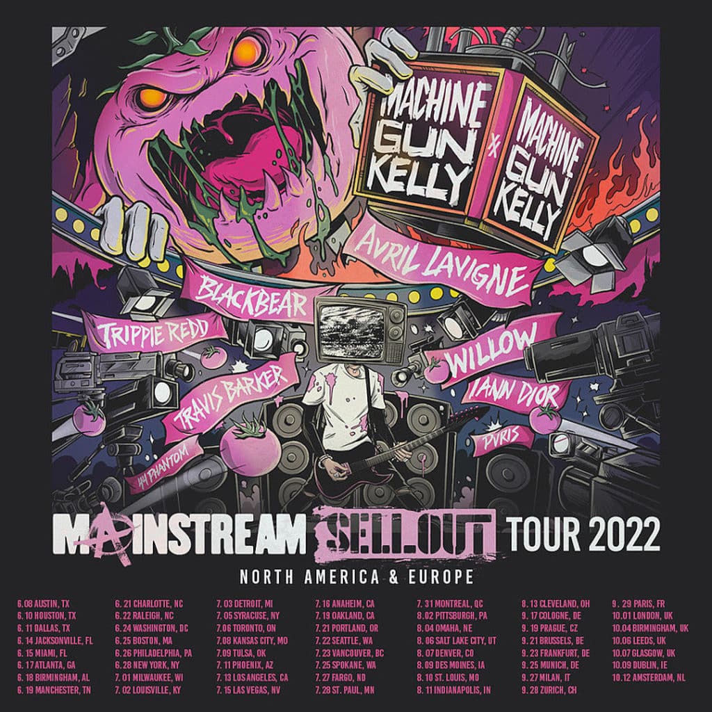 machine gun kelly tour, MACHINE GUN KELLY Announces 52-Date Arena Tour With AVRIL LAVIGNE And More