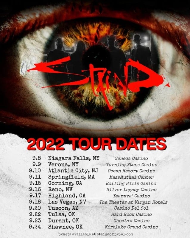 staind 2022 tour dates, STAIND Announce September 2022 U.S. Tour Dates