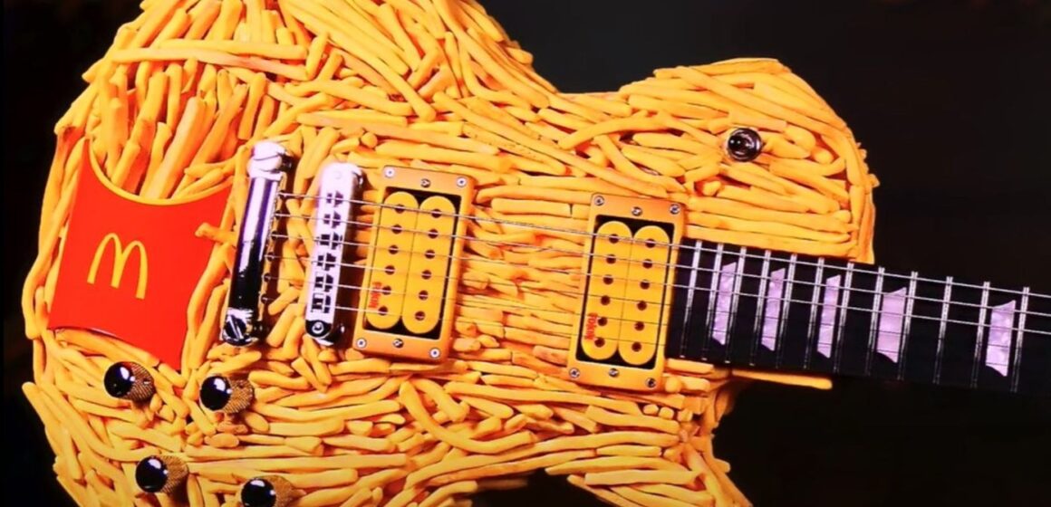 mcdonalds french fry guitar, Dude Creates A Guitar Made Out Of McDonalds French Fries And The Tone Is Delicious