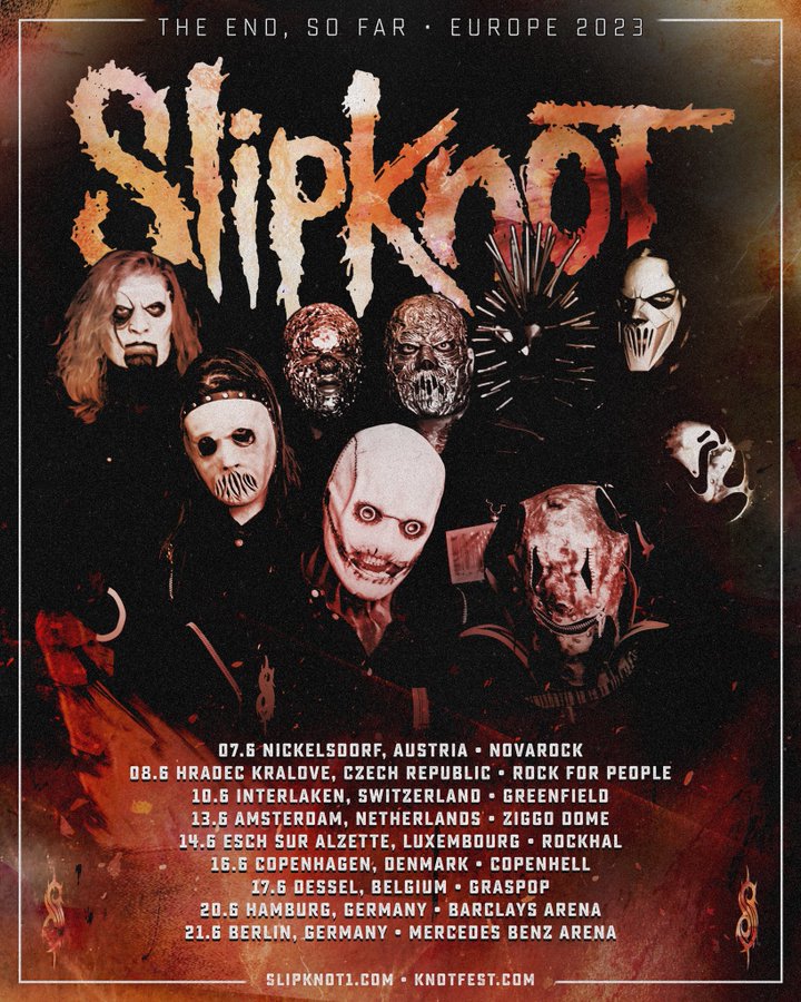slipknot,slipknot european tour,slipknot european tour dates,slipknot tour dates 2023,slipknot european tour dates 2023, SLIPKNOT Reveal 2023 European Tour Dates