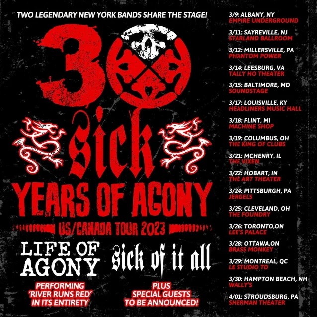 life of agony,sick of it all,life of agony tour,sick of it all tour,life of agony sick of it all tour, LIFE OF AGONY And SICK OF IT ALL Announce ’30 Sick Years Of Agony’ North American Tour