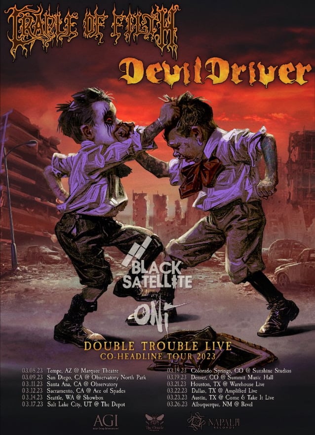cradle of filth,devildriver,cradle of filth devildriver tour,cradle of filth devildriver tour 2023,cradle of filth tour dates 2023,devildriver tour dates 2023, CRADLE OF FILTH And DEVILDRIVER Announce 2023 ‘Double Trouble Live’ Tour
