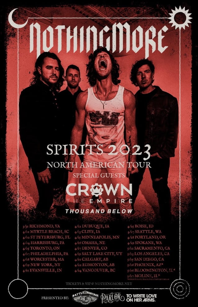 nothing more,nothing more tour,nothing more tour dates,nothing more tour 2023,nothing more 2023 tour dates, NOTHING MORE Announce ‘Spirits 2023’ North American Tour Dates With CROWN THE EMPIRE And THOUSAND BELOW