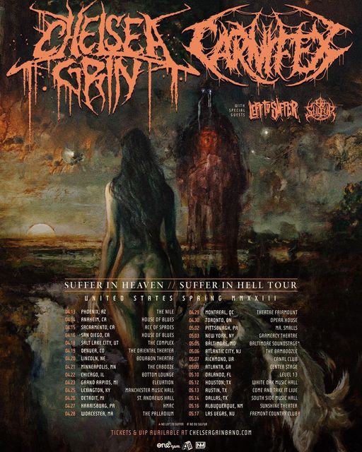 chelsea grin,chelsea grin carnifex,chelsea grin carnifex tour dates,chelsea grin carnifex 2023 tour,chelsea grin 2023 tour dates,carnifex 2023 tour dates, CHELSEA GRIN, CARNIFEX, LEFT TO SUFFER And OV SULFUR Announce 2023 North American Tour Dates