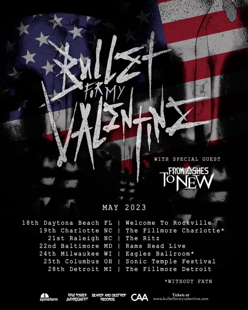 bullet for my valentine,bullet for my valentine tour dates,bullet for my valentine 2023 tour,bullet for my valentine 2023 tour dates,bullet for my valentine band,bullet for my valentine band members,bullet for my valentine tour, BULLET FOR MY VALENTINE Announce U.S. Headlining Tour Dates With FROM ASHES TO NEW