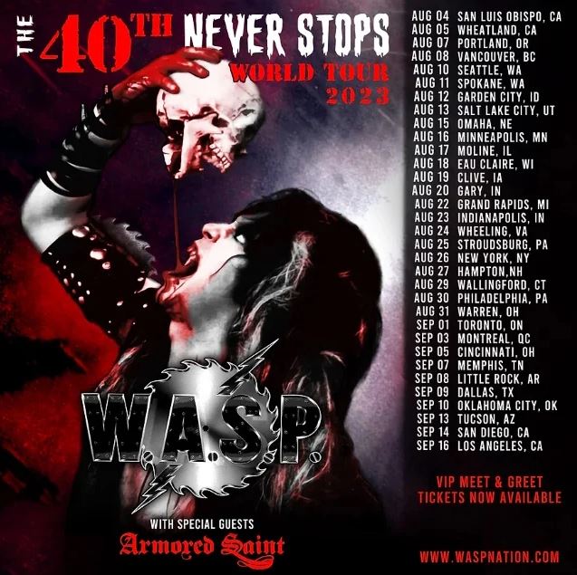 blackie lawless,w.a.s.p.,wasp band,wasp band tour,wasp band tour 2023,wasp tou,wasp tour dates,wasp 40th anniversary tour,blackie lawless wasp,wasp blackie lawless,wasp band members, W.A.S.P.’s BLACKIE LAWLESS To Perform While Seated On Remaining 2023 European Dates