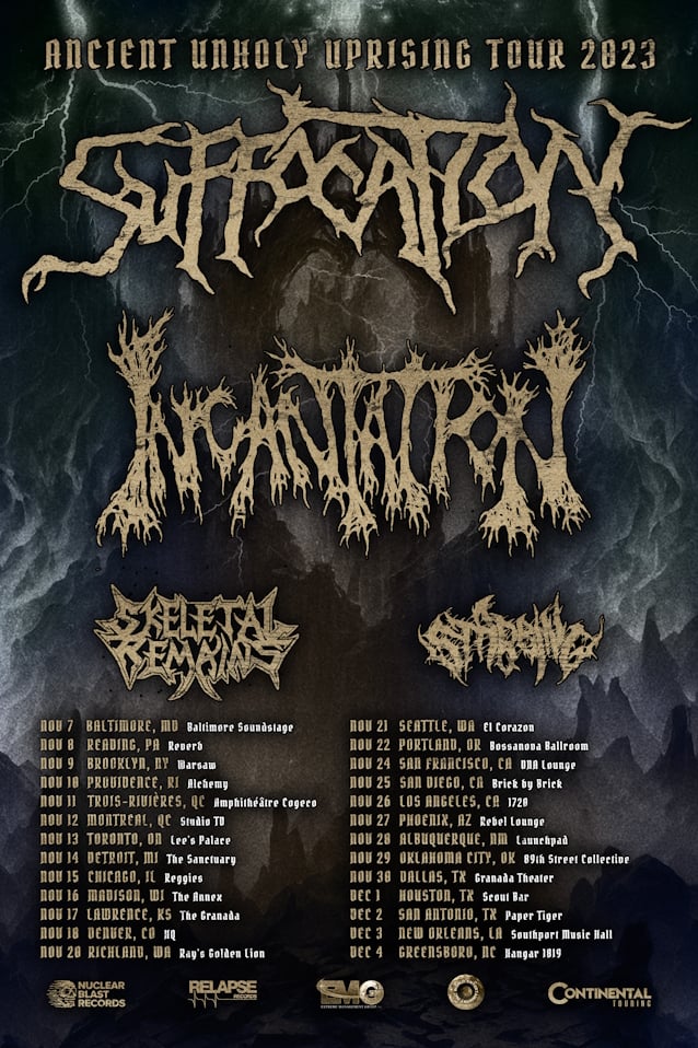 suffocation,suffocation band,suffocation band tour,suffocation tour dates,suffocation incantation tour,suffocation 2023 tour,suffocation death metal,suffocation unholy uprising,suffocation labums,suffocation band members,suffocation band genre, SUFFOCATION Announce 2023 North American Tour Dates With INCANTATION